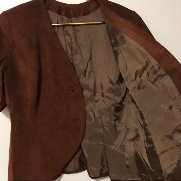 90s Short Sleeve Faux Suede Jacket - Picture 3 of 7